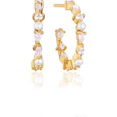 Sif Jakobs Adria Creolo Medio Earrings - Gold/Pearls/Transparent