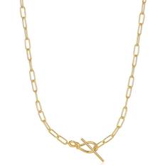 Anchors Necklaces Ania Haie Knot T Bar Chain Necklace - Gold