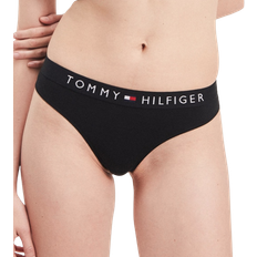 Tommy Hilfiger Stretch Cotton Logo Thong - Black