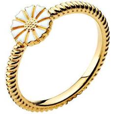 Lund Copenhagen Ringe Lund Copenhagen Twisted Marguerit Ring - Gold/White