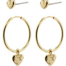 Rosaguld Smykkesæt Pilgrim Jayla Heart Earring 2-in-1 Set - Rose Gold