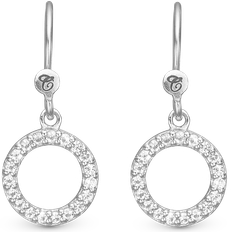 Christina Hanging Topaz Circle Earring - Silver/Transparent