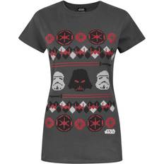 Star Wars Darth Vader Fair Isle Christmas T-Shirt för kvinnor och damer Charcoal