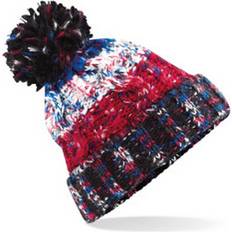 Beechfield Corkscrew Pom Pom Beanie - Womens/Ladies - Bleu/Blanc/Gris