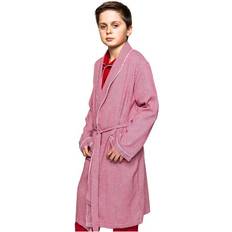 9-12M Bath Robes Children's Clothing Petite Plume Kid's Mini Gingham Flannel Robe - Red