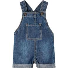 Hør Børnetøj Name It Alinen Denim Shorts Overalls - Dark Blue Denim