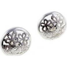 Lay Round Flowers Earrings - Silver