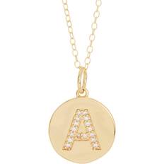 Necklaces Adornia Initial Pave Disc Necklace