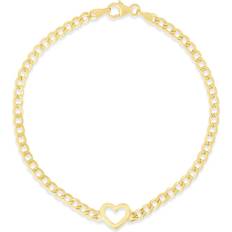 Karat Rush Heart Station Curb Chain Bracelet - Gold