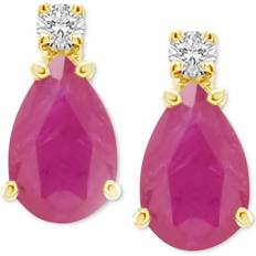 Ruby Earrings Accent Stud Earrings - Gold/Ruby/Transparent