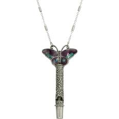 1928 Pewter Whistle Enamel Butterfly Y-Necklace