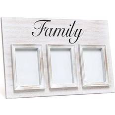 Elegant Designs 3-Photo Collage Picture Frame, 12" x 18" Whitewash Family Photo Frame