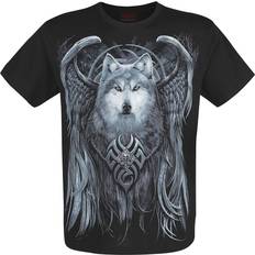 Spiral Gothic T-shirt - Wolf Spirit - Zwart