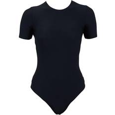 Commando Body Butter Short Sleeve Thong Bodysuit - Black