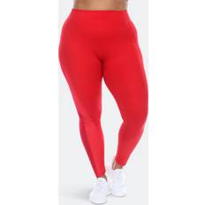 White Mark Plus High-Waist Reflective Piping Fitness Leggings Pants