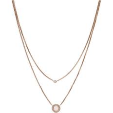Fossil Double Disc Necklace - Rose Gold