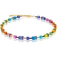 Coeur de Lion Geo Cube Rainbow Necklace - Gold/Multicolour