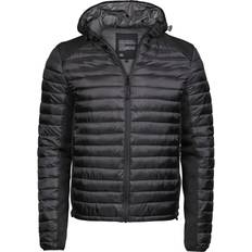 Tee jays Tee Jays Mens Crossover Hooded Padded Outdoor Jacket (Black/Black Melange)