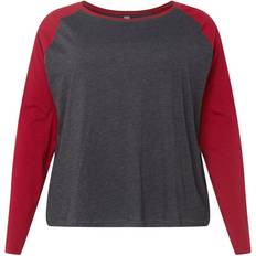 Damen - Rot T-Shirts Urban Classics Ladies Contrast Raglan Longsleeve Long-sleeve Shirt