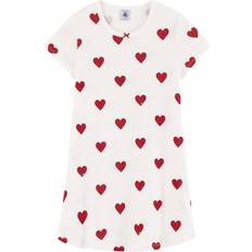 Röda Klänningar Barnkläder Petit Bateau Barn Heart Print Nattlinne Gräddvitt