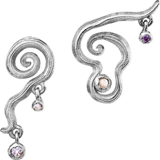 Maanesten Ametyster Øreringe Maanesten Elvira Earrings - Silver/Moonstone/Amethyst/Pink