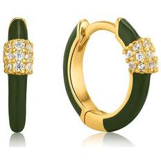 Ania Haie Forest Enamel Carabiner Huggie Hoop Earrings E031-01G-G