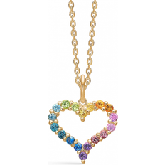 Mads Z Charms & Vedhæng Mads Z Tender Heart Rainbow Pendant Necklace - Gold/Sapphire/Topaz/Tourmaline/Amethyst