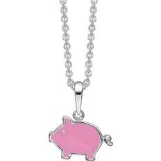 Støvring Design Cute Little of Pig Pendant Necklaces - Pink
