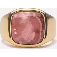 Rød Ringe IX Studios Cushion Signet Rhodocrosite ring forgyldt (str 50)