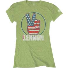 John Lennon Peace Fingers Flag Womens T-shirt