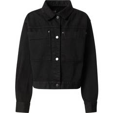 Hemdkragen Jacken Urban Classics Short Boxy Worker Jacket - Black Denim