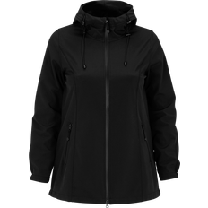 Zizzi Dame Overtøj Zizzi Short softshell jacket with Hood - Black