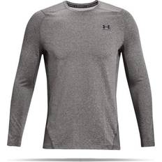 Men - White Base Layer Tops Under Armour ColdGear Fitted Long-Sleeve Crew for Men Black/White