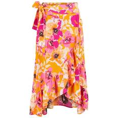 Y.A.S Frilled wrap midi skirt, Orange