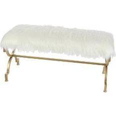 Polyester Settee Benches Olivia & May Faux Fur Cushion Settee Bench 42x20"