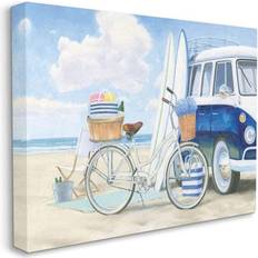 Interior Details Stupell Industries Bike and Van Beach Nautical Blue White Painting by James Wiens Wall Decor 16x20"