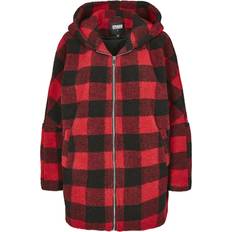 Urban Classics Ladies Ladies Hooded Oversized Check Sherpa Jacket softtaupe/black