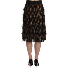 Dolce & Gabbana Penna A-linje Kjol Svart/Guld Frans