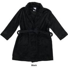 Black - Boys Bath Robes Kid's Leveret Shawl Collar Fleece Robe - Black