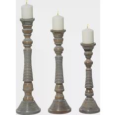 Ridge Road Décor Turned Column Candle Holder 3pcs