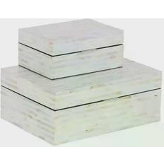 White Storage Boxes Litton Lane White Mother of Pearl Coastal Decorative Box Set of 2 Storage Box 2