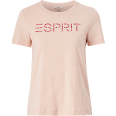Tshirts slim fit Esprit Women's slim-fit T-shirt with wording, Nude