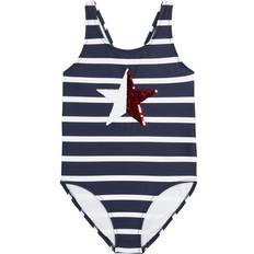 Tommy Hilfiger Girls Swimsuits Tommy Hilfiger Girl's Star Logo Striped One Piece Swimsuit - Navy Blazer (TGSFK02S405)