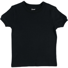 Leveret Kid's Short Sleeve Cotton T-shirt Neutrals - Black (28988352659530)