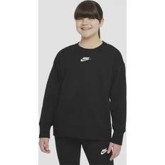 Nike Black Sweatshirts Nike Girls' Club Fleece Boyfriend Crewneck Sweatshirt Black/White