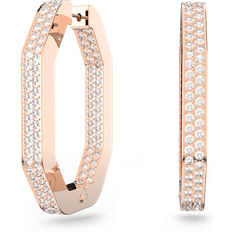 Swarovski Dextera Medium Octagon Hoop Earrings - Rose Gold/Transparent