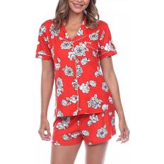 White Mark Short Sleeve 2-Piece Floral Pajama Set - Red