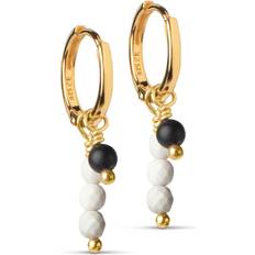 Sort Øreringe ENAMEL Copenhagen Yin Yang Hoops - Gold/Black/White