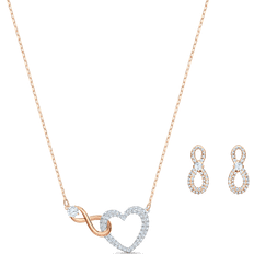 Rose Gold Jewelry Sets Swarovski Infinity Jewellery Set - Gold/Rose Gold/Transparent