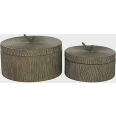 Interior Details Round Antique Bronze Metal Box Set of 2 Storage Box 2